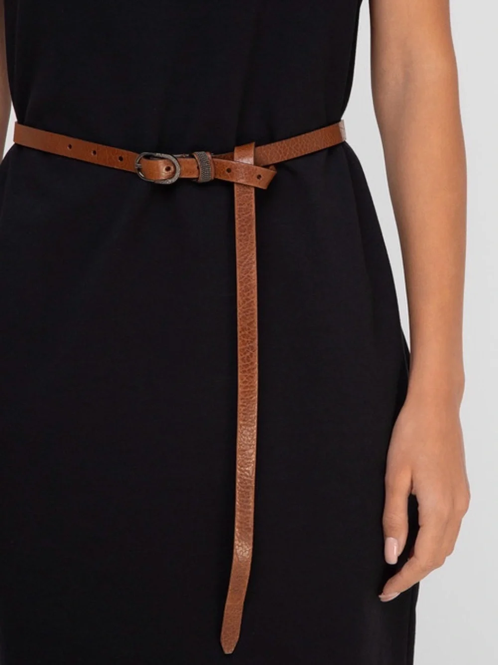 NEW Brunello Cucinelli Thin Leather Belt Brown Size Small